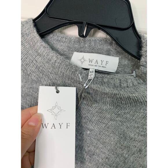 WAYF mock neck tie bow grey long sleeve sweater size XS NWT‎ - Picture 4 of 6